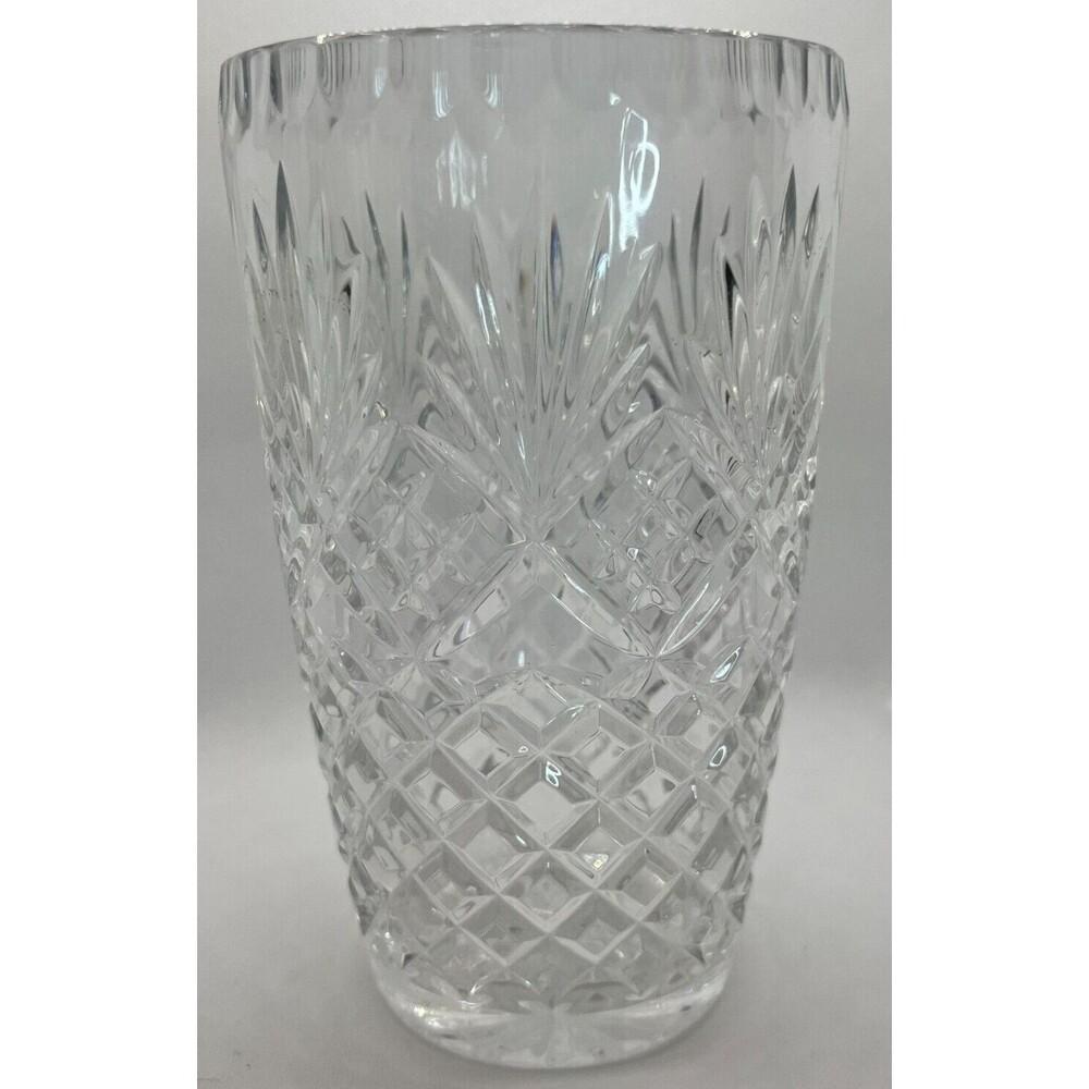 CRYSTAL CLEAR INDUSTRIES CUT 24% LEAD CRYSTAL VASE 8" 4+ pounds heavy clear